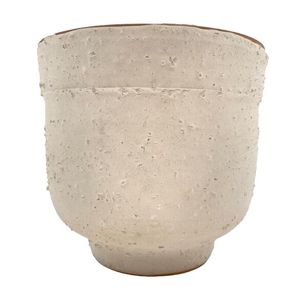 Florence Italy Vintage Mod White Footed Planter Flower Pot Contrasting Finish - Picture 1 of 13